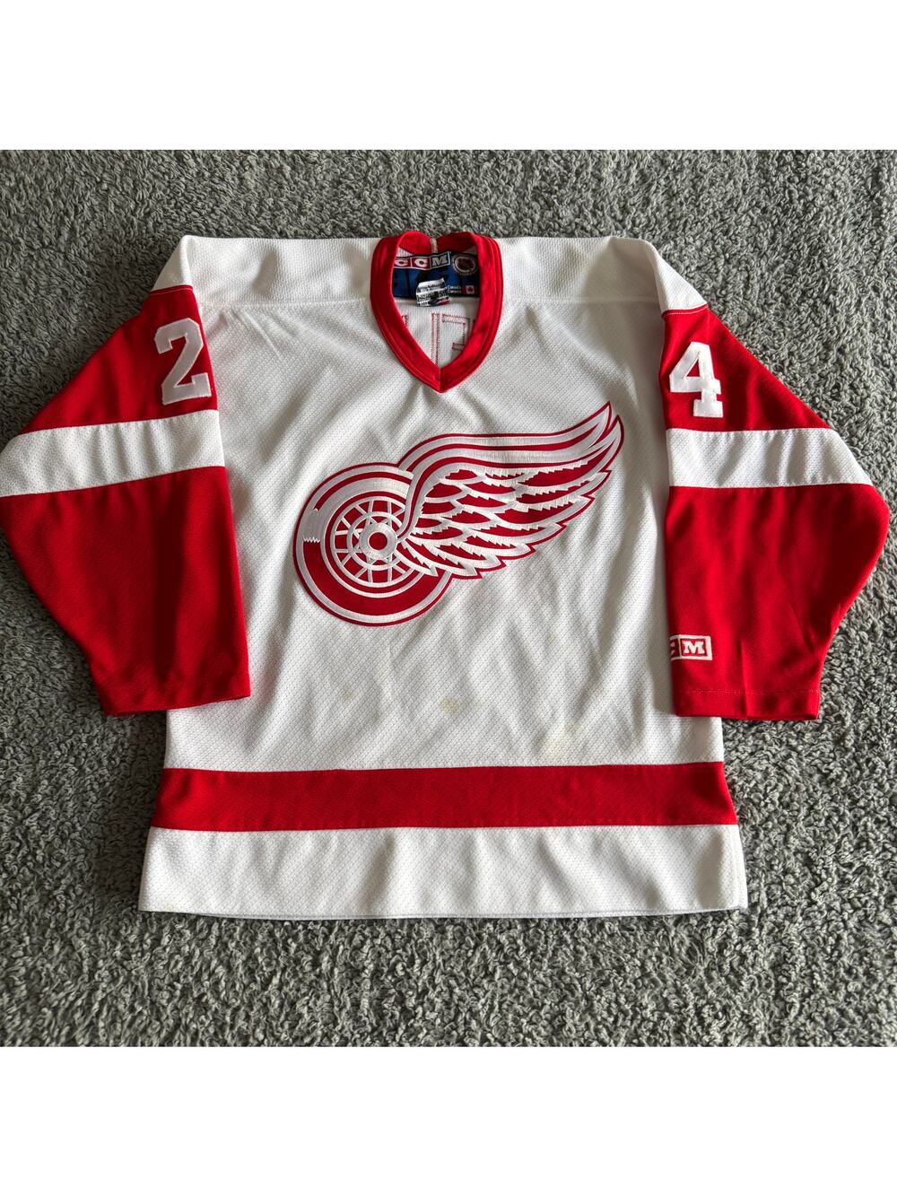 CCM Chris Chelios 3rd Gen NHL Detroit Red Wings Hockey Jersey Youth XL Mens S